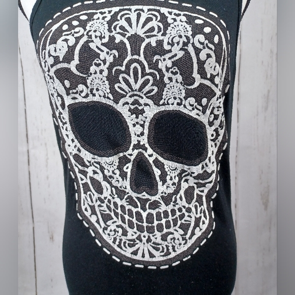 🎁 5 for $25 Tank Dress Graphic Scull Fringe Black - Picture 2 of 6